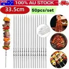 Stainless Steel Barbecue Metal Skewers Flat Needle BBQ Tools Kebab Stick 33.5CM