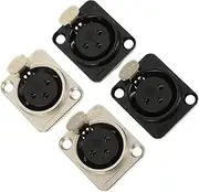 4Pcs XLR Female Panel Connectors Pin Audio Speaker Adapters Terminal Jack Replacement High Performance Sound Accessories for Amplifier Audio Equipment Installation