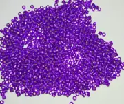Vintage Japanese Seed Beads Clear Silver Lined Purple 12/0 to 11/0 6+ Gr Small