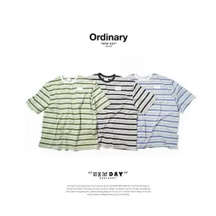 【 GIANT MALL 】Ordinary 2021 SS 橫條紋口袋短TEE 綠/黑灰/藍 3色