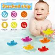 6Pcs Baby Bath Boat Toy Floating Ship Stackable Bath Toys Fun Boats for Kids◇