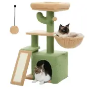 Cactus Cat Tree for Indoor Cats, 32'' Small Cat Tower Cat Condo with Sisal Sc...