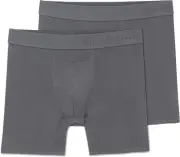 Terramar Men's Silkskins 6" Boxer Briefs Small, Grey, 2 Pack