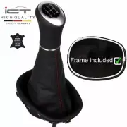 Leather ICT gear shift knob boot for Dacia Renault Duster 5-gear thread red C64