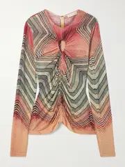 [Ulla Johnson] Ulla Johnson - Madeline Cutout Ruched Striped Tencel™ Lyocell-jersey Top - Multi - small small Multi