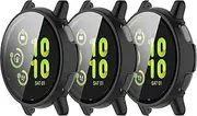 3 Pack Case Intended for Garmin Vivoactive 5 Smart Watch Waterproof Protective Case Hard PC Plated All Around Scratch-Proof Screen Protector Cover (Black-Black-Black)