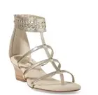 NIB Ralph Lauren Meira Silver Metallic Leather Wedge Sandals 5