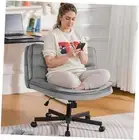 Criss Cross Chair with Wheels Armless Comfy Cross Legged Home Mist-gray Velvet
