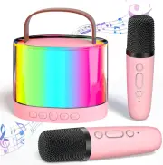 Portable Karaoke Machine with 2 Wireless Microphones Mini Bluetooth Speaker for