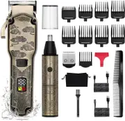 Hatteker Hair Clipper for Men, Waterproof Hair Trimmer Electric Shaver Razor, Cordless Hair Clippers Nose Hair Trimmer for Men, Shaving Kit for Nose Mustache Body Facial