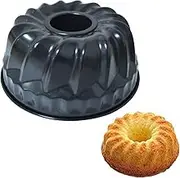 small bundt cake pan non-stick, heavy duty carbon steel baking pan, fluted tube pan baking pan black, used for bundtles, bavarois, brownies, jellies 7 inch bundt cake