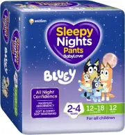 Babylove Sleepynights Pants 2-4 Years (12-18Kg) | 36 Pieces (3 X 12 Pack)