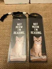 (2) Not Meow I’m Reading Beaded Cat Bookmark with plastic holder