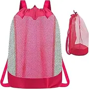 Beach Backpack - Drawstring Beach Organizer Bags | Child-Friendly Organizer Mesh Backpack For Shells Towels Swimsuits Snacks Storage And Travel Use