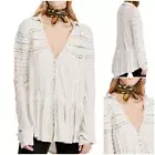 Free People Woman's Set To Stun Tunic Top White Lacey New with Tags Size Small