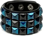 Wide Wrist Cuff Color 3 Row Pyramid Stud Wristband Punk Leather Bracelet Jewelry Bracelet