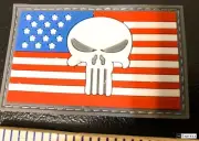 American Flag Skull PVC Patch 2" x 3" sew on hook only patch One each per order
