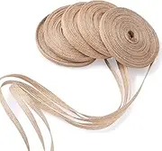 Pandahall 5 Rolls Natural Burlap Fabric Ribbon 1/4 inches Tan Jute Linen Ribbon Rolls for Party Decoration, DIY Crafts Gift Wrapping Bows Making