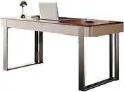 Workstations Modern Minimalist Luxury Solid Wood Desk Saddle Leather Walnut Study Bedroom Home Writing Desk Office Desk Office Desk(100x60x75cm)