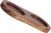 MUCKLILY Elegant Wooden Condiment Stand 2 Slot Salt Pepper Holder for Countertop Use