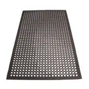 Rubber Floor Mat Beveled Edge Anti Fatigue Customizable Black 3x5 Feet x1/2 Inch