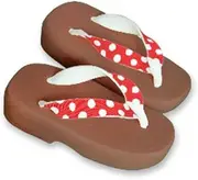 Hajime(一歩) [One Step] [Hajime] Geta Clogs, Soft and Water Resistant, Made of Sponge, XXS Light Brown/Dot x Red, Dot x Red (Dots x Red/XXS), Dot × Red, XXS(16.5cm)
