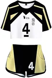 [Yumenam] Haikyuu!! Volleyball Junior Unisex Crop Top and Shorts Set 3D Printed Tracksuits Casual Summer Sports Wear Cosplay Karasuno Kozume Kenma Gakuen Koukou