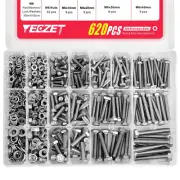 620PCS M4 M5 M6 Heavy Duty Bolts and Nuts Assortment Kit, 304 Stainless Steel, I