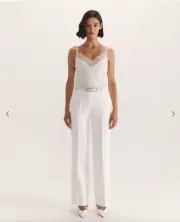 BNWT $199 SABA Gorgeous Sam Silk Cami, Ivory, V Neckline, Lace Detail Size 10