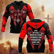 Men's Wings Templar Cross Hoodie Hoodies Sweatshirt Pullover Hoodie Sweatshirt Long Sleeve Hooded Sweatshirt Hooded Streetwear 3D Print Daily Sports Wine Red C