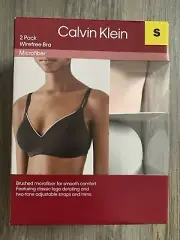 S Calvin Klein 2 pack Ladies Lightly Lined Wirefree Microfiber Gray & Pink Bra