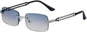 [HCHES] Small Rectangle Rimless Sunglasses Men Vintage Square Punk Sun Glasses For Male Frameless Eyewear Shades UV400
