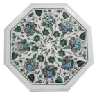 3'x3' Marble Dining Table Top Side table Sea Shell Floral Inlay Hallway Decor