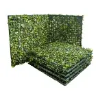 18*18" Artificial White Flowers Mat Wall Hedge w/ Hard Back Outdoor Grass Panel
