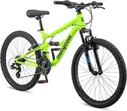 [Mongoose] Status Mountain Bike, 24, 26 or 27.5 Inch Bike for Youth and Adults, 21 Speed, Aluminum Frame, Suspension Fork, Linear Pull or Disc Brakes, Youth and Adult Bicycle, Multiple Color Options