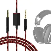 Geekria Gaming Audio Cable Compatible with Astro A40 tr, A40, A30, A10 Gen 2, A10Gaming, Nylon Braided Headset, 3.5mm Auxiliary Replacement Stereo Cable with Mute Control (6ft / 2m) Red