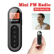 Mini FM Digital Radio Pocket Clip LCD Walking Portable Receiver 3.5mm Earphone