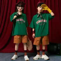 在飛比找蝦皮購物優惠-兒童嘻哈服裝男童時尚嘻哈服裝兒童表演服裝套裝兒童時尚品牌童裝