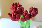 A BOUQUET OF HANDMADE CREPE PAPER TULIPS - BURGUNDY