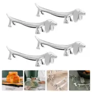 Metal Dog Chopstick Rests Spoon Fork Holder Set-BO