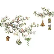 Window Stickers Bird on Tree Branch Glass Flower Decal Stickers Decorations