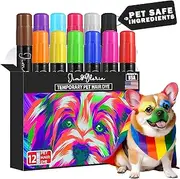 Jim&Gloria Washable Dog Hair Dye Markers, Pet Safe Grooming Kit, Temporary Fur Paint Animal Pens for Small to Large Boy and Girl Puppy Stuff Accessories, Birthday Gifts to Cat Lovers Set of 12 Color