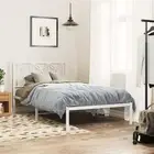vidaXL Metal Bed Frame with Headboard White 106x203 cm King Single Size