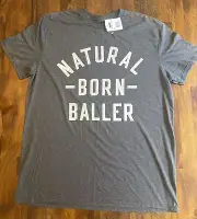 Men's Soffe "Natural Born Baller" Grey Basketball T-Shirt, Size Large