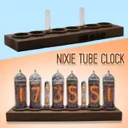 DIY Kit No Tubes 6 bit Nixie Tube Clock IN-14 PCBA Digital IN14 walnut wood