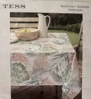 Benson Mills Textured Fabric Tablecloth 60” x 120” Oblong TESS Green Pink Leaf