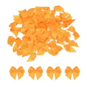 150Pcs Mini Ribbon Bow 1" Mini Fabric Satin Ribbon Flower Bows for Craft Orange