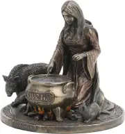 6 1/4 Inch Ceridwen and the Cauldron Celtic Goddess of Knowledge Cold Cast Resin