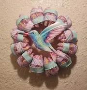 Hummingbird Wreath - Pastel Colors - Deco Mesh and Ribbon