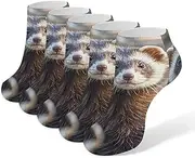 [AQRJLPM] Hairy Ferret Socks No Show Socks Low Cut Anti-Slid Athletic Casual Invisible Liner Socks Unisex, White, One Size Short, White, One Size Short